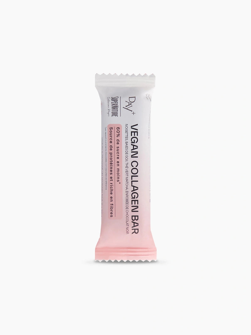 Packshot de la Barre Vegan Booster de Collagène Day+ x Super Nature.