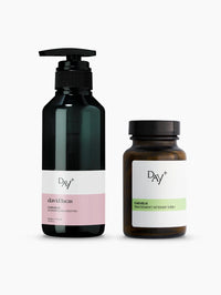 Duo de soins capillaires : le Shampoing à la Kératine, David Lucas x Day+ et la cure cheveux Day+, la plus dosée du marché.