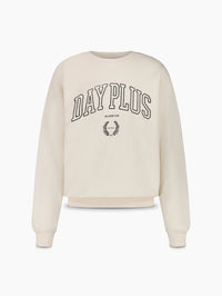 Sweatshirt beige avec logo noir de la collection capsule Day+ University.