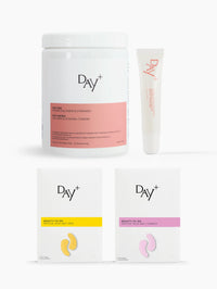 Coffret exclusif composé de la Poudre Collagène, du Sérum Lèvres, des Patchs Anti-âge et des Patchs Anti-cernes.