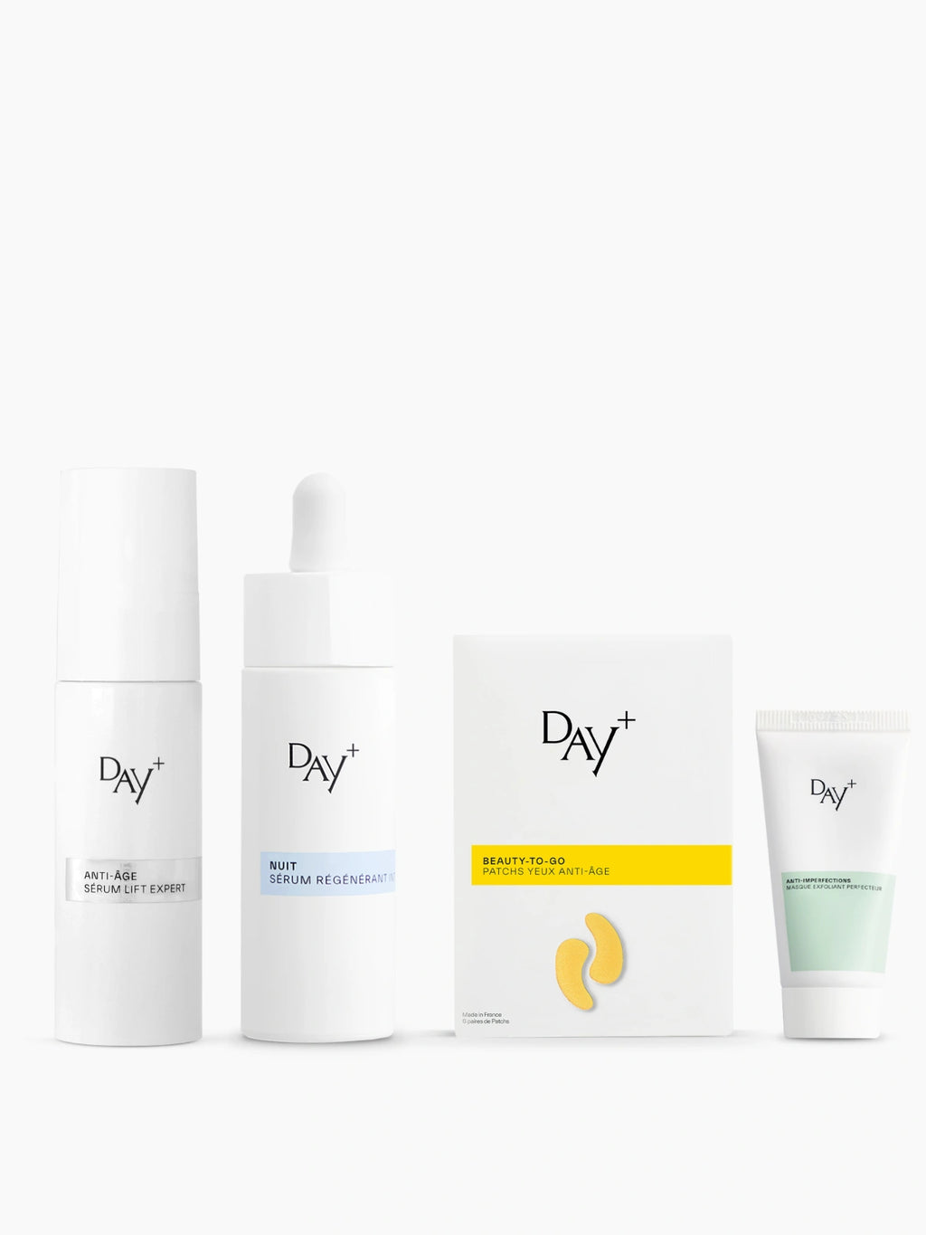 Coffret exclusif comprenant : le Sérum Anti-âge Lift Expert, le Sérum Nuit Régénérant Intense, les Patchs Yeux Anti-âge et le Masque Exfoliant Perfecteur.