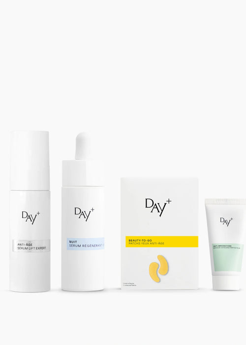 Coffret exclusif comprenant : le Sérum Anti-âge Lift Expert, le Sérum Nuit Régénérant Intense, les Patchs Yeux Anti-âge et le Masque Exfoliant Perfecteur.