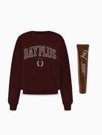Duo Brown Édition composé du Sweatshirt marron Day+ University et du Sérum Lèvres Repulpant 02. Light Brown.
