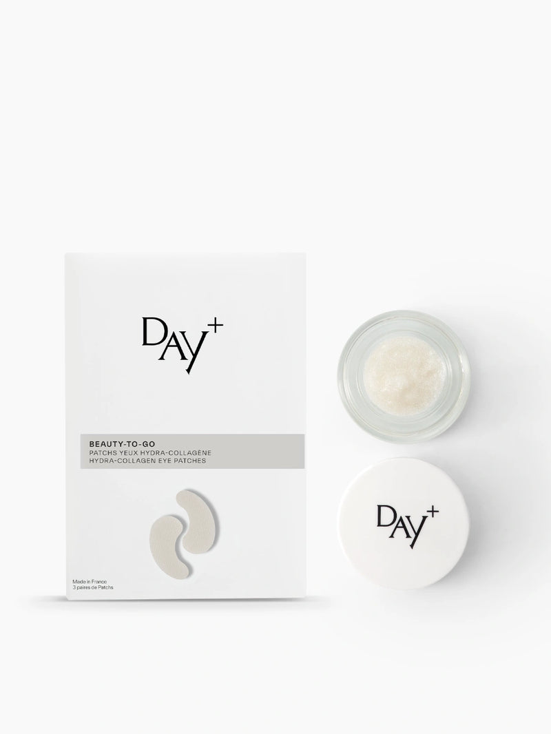 Duo de soins pour un regard éclatant : le Eyes & Cheeks Gloss et les Patchs Yeux Hydra-Collagène.