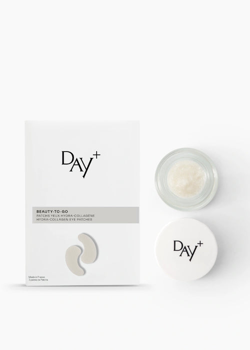 Duo de soins pour un regard éclatant : le Eyes & Cheeks Gloss et les Patchs Yeux Hydra-Collagène.