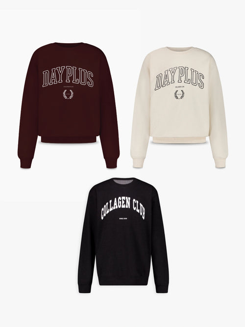 Kit complet de tous nos sweatshirts : marron, beige et gris anthracite.