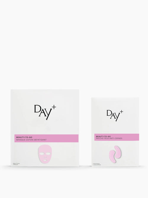 Duo de soins visages défatigant composé des Masques en coton Défatigant, et des Patchs Yeux Anti-cernes.