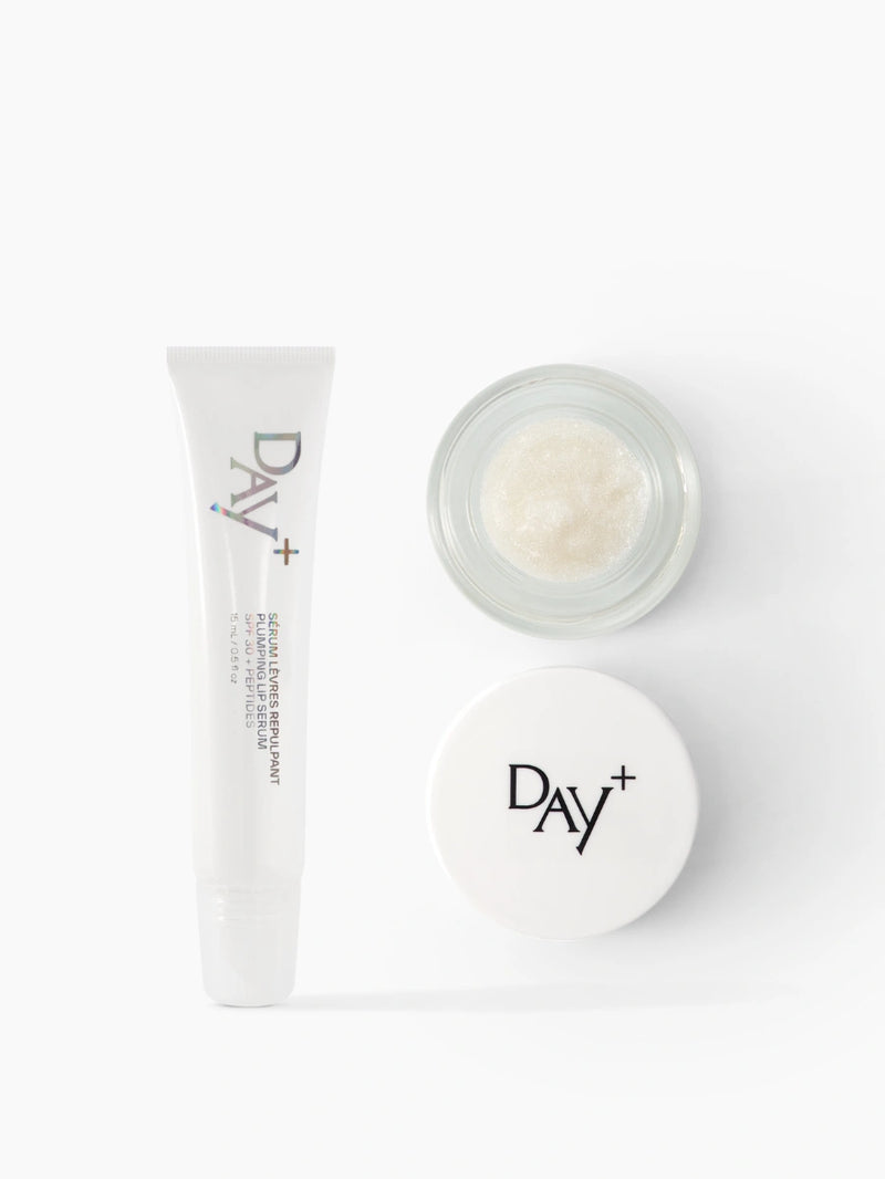 Détail du coffret Skincare Makeup Glow Set composé du Sérum Lèvres Repulpant SPF 30 + Peptides et du Eyes & Cheeks Gloss.