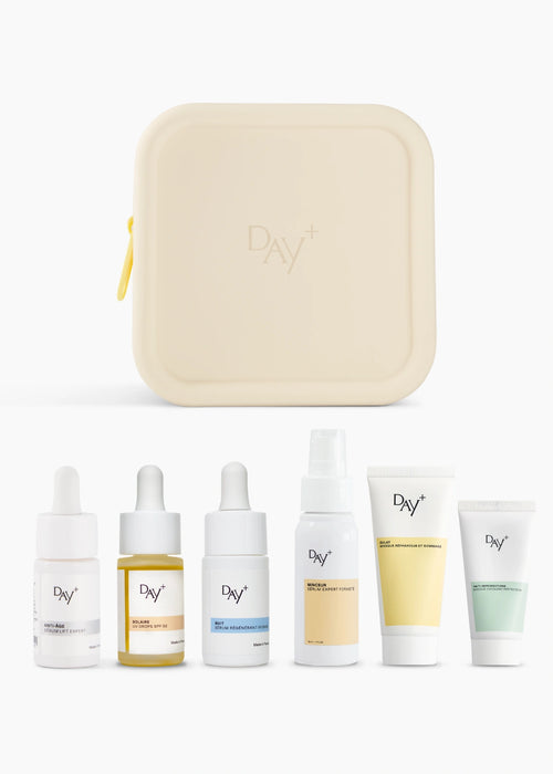 coffret essentiels voyage composé de 6 produits pour le visage et pour le corps