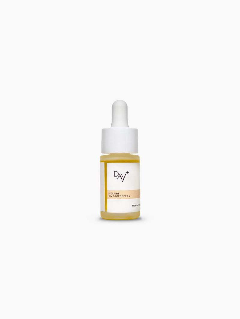 Packshot du flacon du sérum solaire les UV Drops SPF 50 en format voyage.