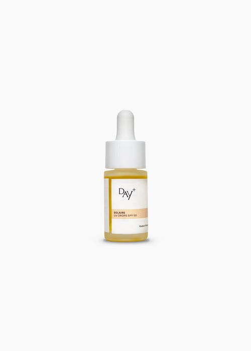 Packshot du flacon du sérum solaire les UV Drops SPF 50 en format voyage.