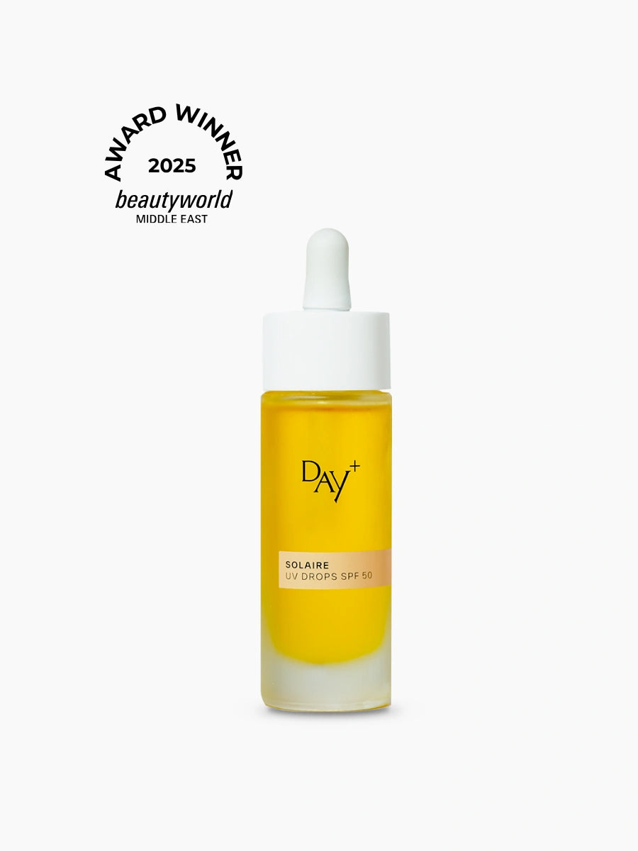 Flacon des UV Drops SPF 50 : vainqueur des Beautyworld Middle East 2025.