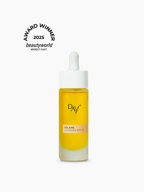 Flacon des UV Drops SPF 50 : vainqueur des Beautyworld Middle East 2025.